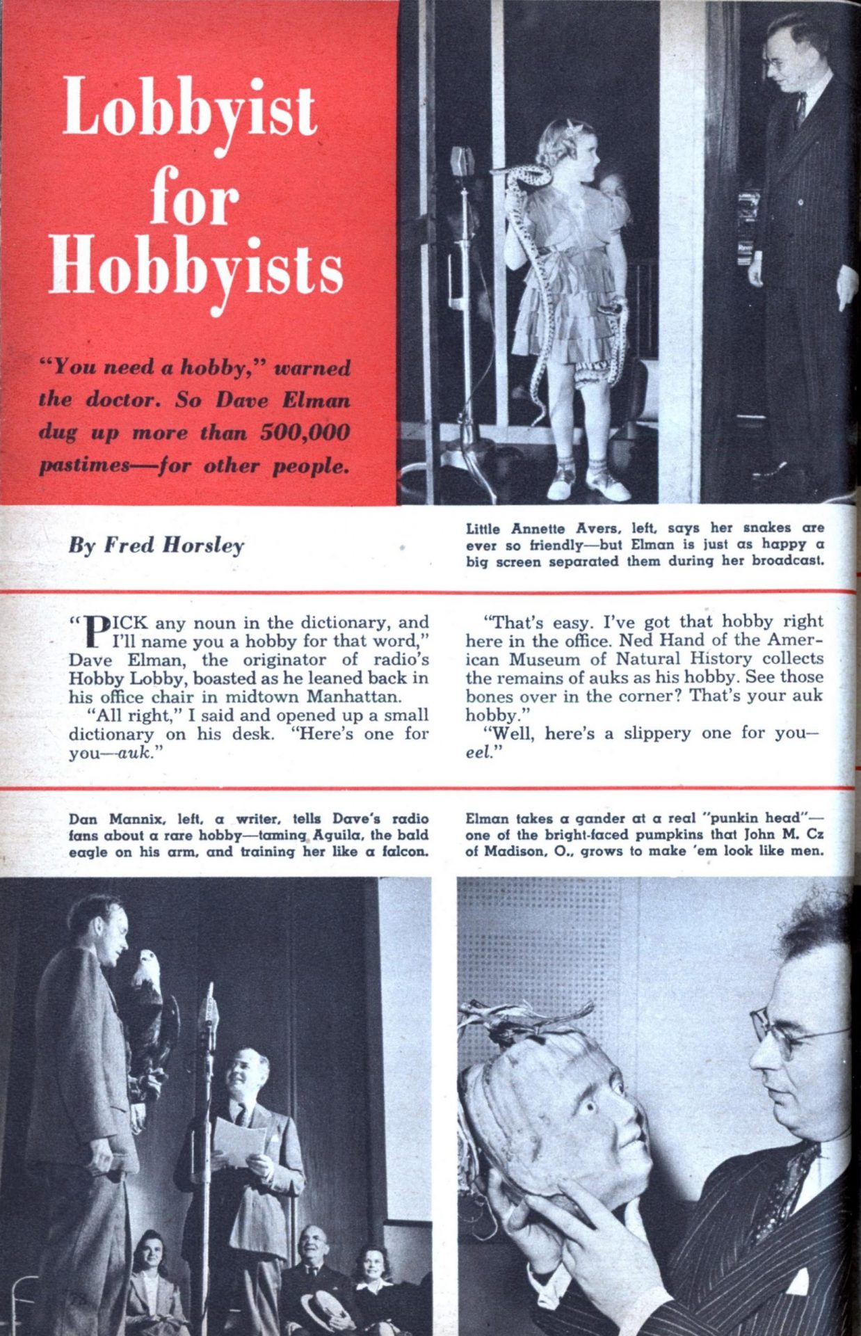 Revista Mechanix Illustrated de outubro de 1949 com a matéria sobre Dave Elman intitulada Lobbyist for Hobbyists. Revista Mechanix Illustrated de outubro de 1949 com a matéria sobre Dave Elman intitulada Lobbyist for Hobbyists.